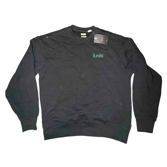 Levi's Relaxed Fit Black Crewneck Sweatshirt Team Spirits Skeleton, Size M, NWT - Picture 3 of 9